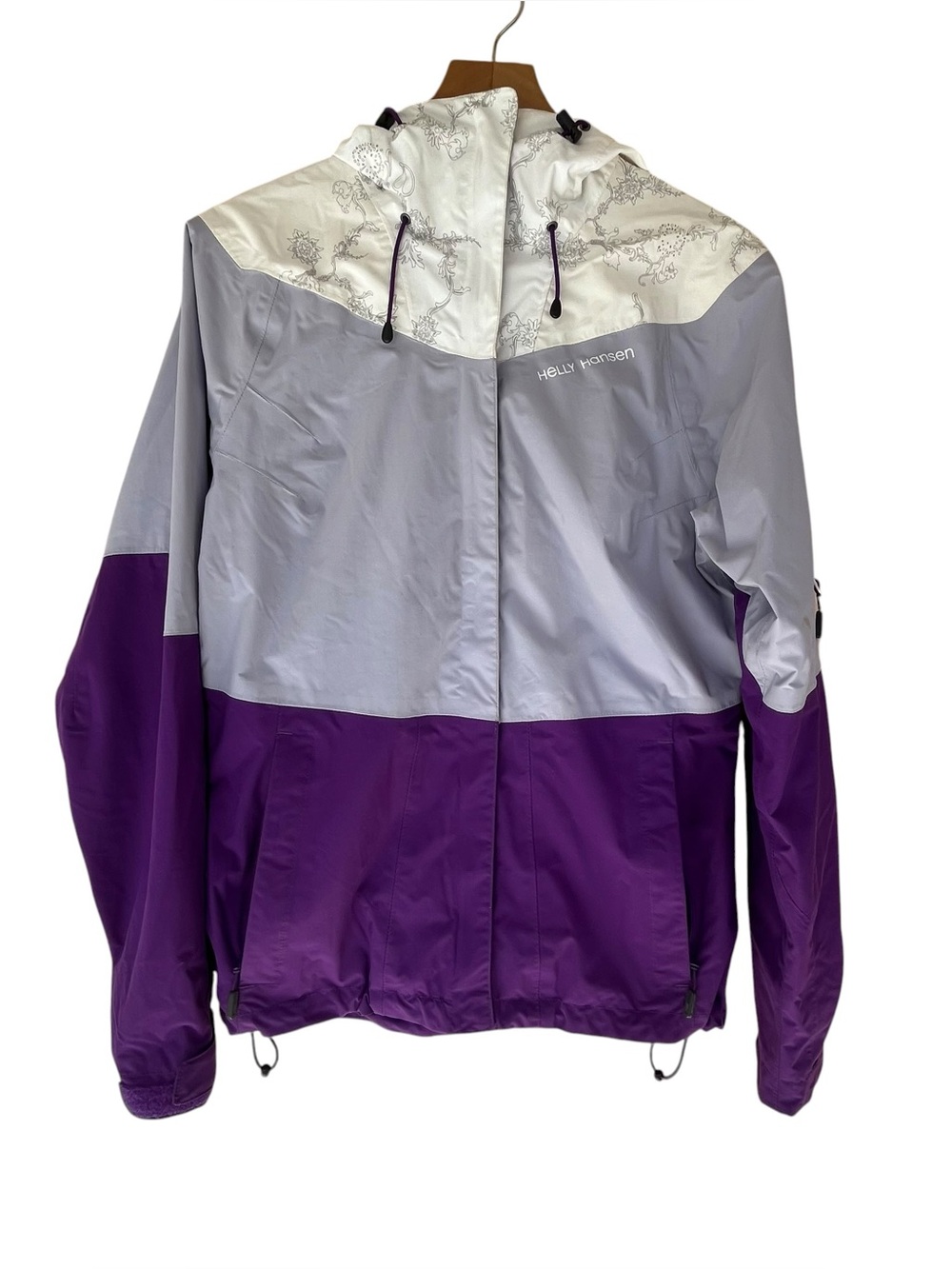 Helly Hansen Helly Tech Rain Jacket Windbreaker Purple Gray XS Hooded